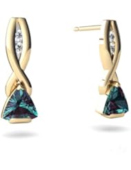 Created Alexandrite 14kt Yellow Gold Earrings