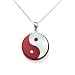 Sterling Silver Red Chinese Jade Yin Yang Disc Pendant