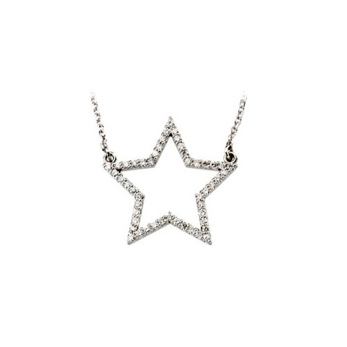 14K White Gold 1/4 ct. Diamond Star Necklace - 16''