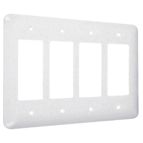 Hubbell WRTW-RRRR Maxi/Princess Metallic Wallplate with Four Decorator/Rocker, Four Gang, White Textured