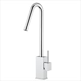 IMAGE OF Level LEA Single Lever Bathroom Sink Faucet with Swiveling Spout Finish: Matte Chrome