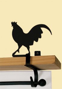 New - Rooster Curtain Shelf Brackets by Village Wrought Iron Inc