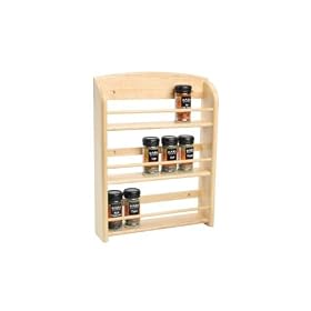 "Scimitar" 18 Jar Wall Spice Rack in Hevea with Fixings (Jars Not Included)