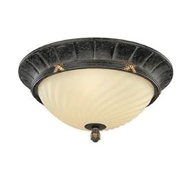 Thomas Lighting M2883-40 Reed and Ribbon - Two Light Ceiling Mounted Fixture, Burnished Umber Finish with Twisted Painted Glass