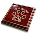 Abyssinian Love Cat Breed in Cheetah Print and Red - 8x8 Trivet With 6x6 Ceramic Tile