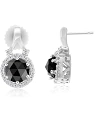 2.05 Cts Black & White Diamond Earrings in 14K White Gold