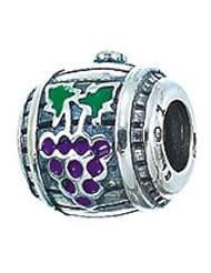 Zable Wine Barrel Flowers Food Sterling Silver Charm