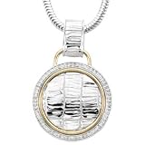 66550 Sterling & 14Ky Gold 1/3 Ct Tw Diamond Pendant On 18 Snake Chn
