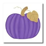 Purple Pumpkin with Gold Leaf - 10x10 Iron On Heat Transfer For White Material