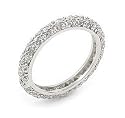 Sterling Silver Wedding Band With Pave Cubic Zirconia