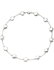 Freshwater Cultured White Coin Pearl Station Necklace Or Bracelet by US Gems
