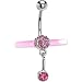 Pink Gem GLOW STICK Dangle Belly Ring Light Stick