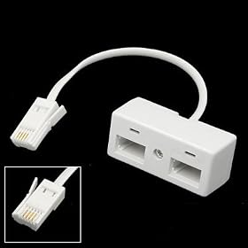 One BT Plug to Two UK BT Telephone Socket Adapter Splitter