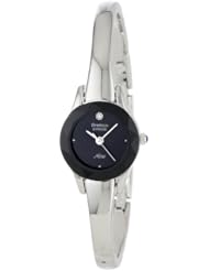Armitron Womens 752433BLK "NOW" Diamond-Accented Silver-Tone Bangle Watch
