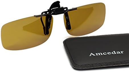 Eyecedar Polarized Clip-on Flip up Metal Clip Sunglasses Lens Including PU Material Pocket Protector and Cleaning Cloth