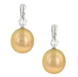 Southsea Pearl and Diamond Dangle Earrings .36cttw