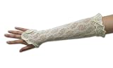 Lace Long Fingerless Gloves Sleeve with Ruffles in White or Ivory