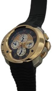 Franc Vila: Esprit Unique Annual Calendar Chronograph Men's Watch, 12.9a.TIRG-CF.WHG.5N.5NH (Titanium & Stainless Steel Case / Black & Silver Guilloche Dial / Black Rubber Strap)