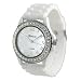 Geneva Platinum CZ Accented Silicon Link Watch, Large Face