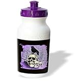 WhiteOaks Halloween Skulls - Three Skulls and Raven Skull with Raven - Water Bottles