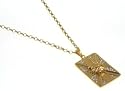 9ct Gold Plated Silver Gents Cubic Zirconia Set Bulldog Dog Tag Pendant on 20" Belcher Chain