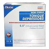 Tongue Depressors, Non Sterile, Jr, 5 1/2x5/8, 500/BX (DKL9001) Category: Medical First Aid Products