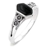 Sterling Silver Onyx/Marcasite Ring