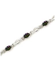 10K White Gold Oval Mystic Topaz and Diamond Bracelet