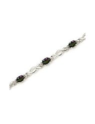14K White Gold Oval Mystic Topaz and Diamond Bracelet by Jewelry Mountain