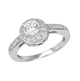 Sterling Silver Engagement Ring With Round Cubic Zirconia in Semimount-Setting