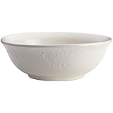 BonJour Dinnerware Paisley Vine 9-Inch Stoneware Round Serving Bowl, Cream
