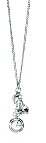 Elements Sterling Silver, Ladies, P3172, Teatime Charm Cluster Pendant (Tea cup, Pocket watch and Heart), Length 56cm