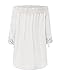 ZANZEA Womens Off Shoulder Summer Blouse Tunic Tops 3/4 Long Sleeve Tie Knot Ladies T-Shirts 01-White X-Large