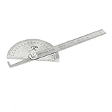 uxcell　分度器ルーラー　測定ツール　グレー　金属　0?180度　19.5 x 5 x1.3cm