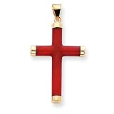 14k Red Jade Cross Pendant
