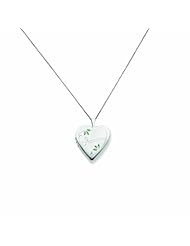 Genuine .925 Sterling Silver 20mm Enameled Leaves Grandma Heart Locket 18 3.4 Grams. 100% Satisfaction Guaranteed.