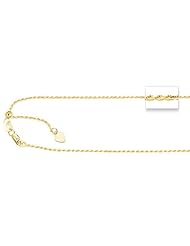10K Yellow Gold Adjustable Rope Link Chain (Width 1.0mm) 22 Inch