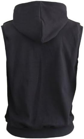 BCPOLO Black Sleeveless Zip Hoodie Solid Cotton Hoody Casual Hoodie (Medium)