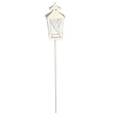 124cm Antique Silver Metal & Glass Garden Lantern Stick