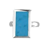 Sterling Silver Reconstituted Turquoise Rectangle Ring