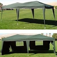 10 x 20 Pop-up GREEN Canopy w/ 6 Side Walls EZ to set up