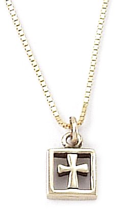 14k Yellow Gold Boxed Cross Pendant by Bob Siemon, 18