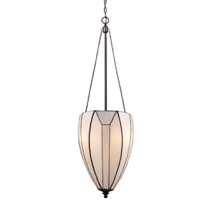 Dimensions Pendant with White Art Glass Shade in Burnished Copper by Landmark Lighting