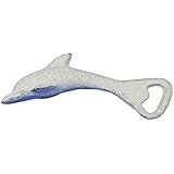 Whitewashed Cast Iron Dolphin Bottle Opener 7" - Unique Bottle Opener - Cast Ir