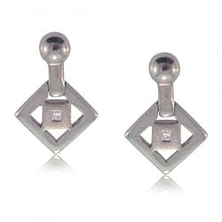 Diamond Stud Earrings Dangling in Solid 925 Sterling Silver