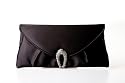 Black satin clutch bag with vintage diamante encrusted clasp