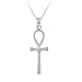 Sterling Silver Ankh Cross Pendant with Rolo Chain, 18