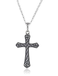 Sterling Silver Antiqued Celtic Cross Pendant Necklace, 18"