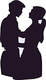 Couple Silhouette Vinyl Wall Art, Decal, long hair, love romance wedding gift