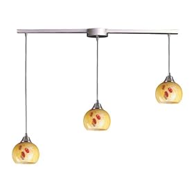 Mela - 3 Light Kitchen Island Pendant Track Lighting Fixture - Brushed Nickel - Yellow... by ELK Lighting